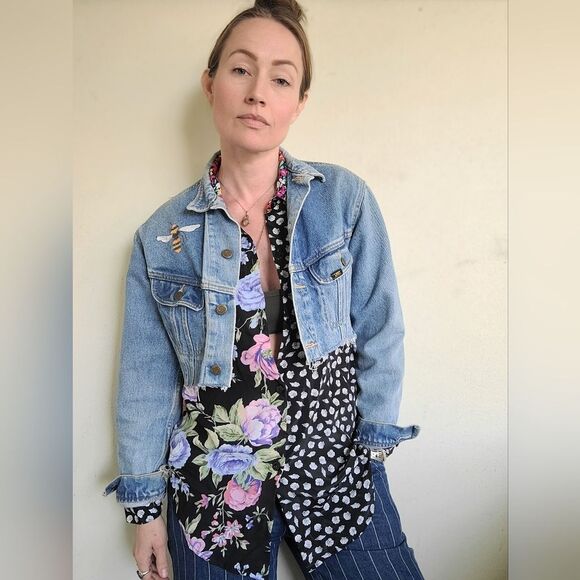 Sawed Off Vintage 70s LEE Riders Denim Jacket M - Picture 2 of 9